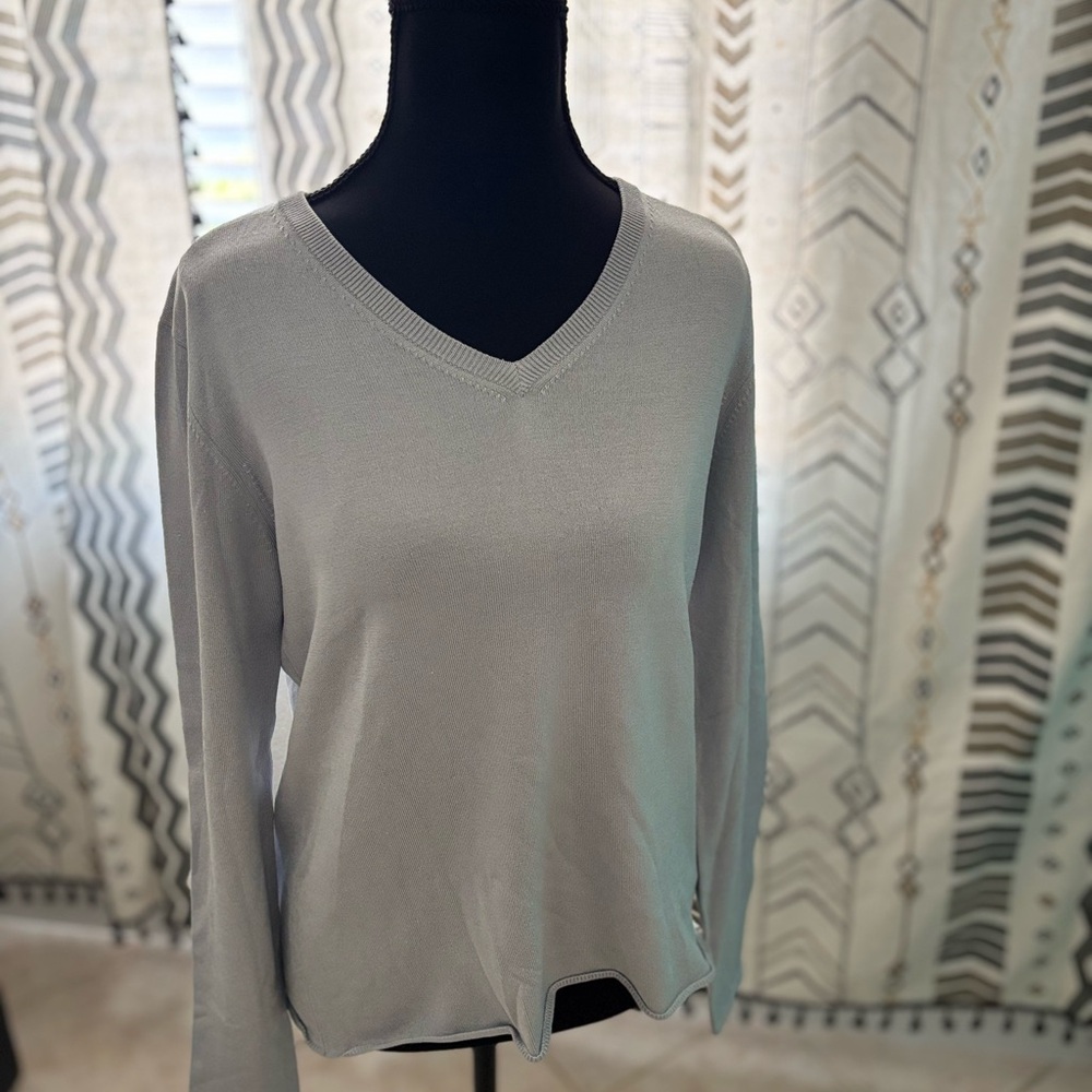 DKNY Gray Long Sleeve Sweatshirt Blouse